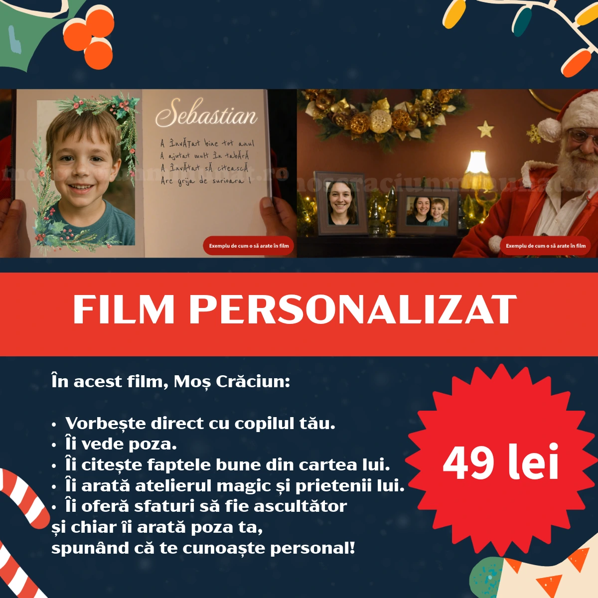 Mesaj personalizat de la Mos Craciun